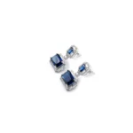 Women's Brass Silver Plated Drop Earrings (Blue) - Image 2