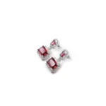 Women's Brass Silver Plated Drop Earrings (Red) - Image 2