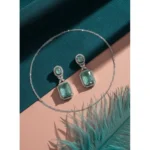 Women's Brass Silver Plated Drop Earrings (Turquoise) - Image 3