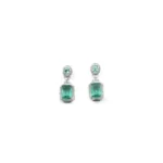 Women's Brass Silver Plated Drop Earrings (Green) - Image 5