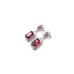 Women's Brass Silver Plated Drop Earrings (Red) - Image 5