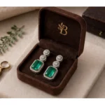 Women's Brass Silver Plated Drop Earrings (Green) - Image 2
