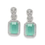 Women's Brass Silver Plated Drop Earrings (Turquoise) - Image 3