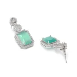 Women's Brass Silver Plated Drop Earrings (Turquoise) - Image 2