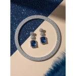 Women's Brass Silver Plated Drop Earrings (Blue) - Image 5