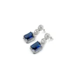 Women's Brass Silver Plated Drop Earrings (Blue) - Image 2