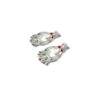 Women's Brass Silver Plated Chandbali Earrings (Multicolor) - Image 2