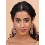 Women's Brass Silver Plated Drop Earrings (White) - Image 4