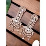 Women's Brass Silver Plated Drop Earrings (White) - Image 2