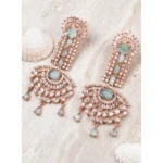 Women's Brass Silver Plated Drop Earrings (Turquoise)