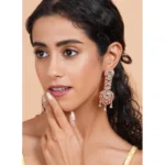 Women's Brass Silver Plated Drop Earrings (Turquoise) - Image 3
