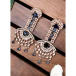 Women's Brass Silver Plated Drop Earrings (Blue) - Image 2