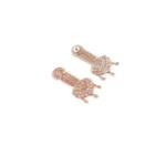 Women's Brass Silver Plated Drop Earrings (Pink) - Image 2