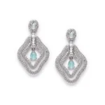 Women's Brass Silver Plated Drop Earrings (Turquoise) - Image 5