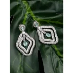 Women's Brass Silver Plated Drop Earrings (Turquoise) - Image 3
