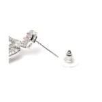 Women's Brass Silver Plated Drop Earrings (Pink) - Image 2