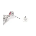 Women's Brass Silver Plated Drop Earrings (Red) - Image 2
