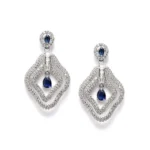 Women's Brass Silver Plated Drop Earrings (Blue) - Image 5
