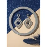 Women's Brass Silver Plated Drop Earrings (Blue) - Image 4