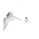 Women's Brass Silver Plated Drop Earrings (Blue) - Image 2