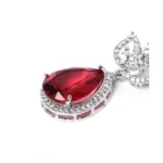Women's Brass Silver Plated Drop Earrings (Red) - Image 2