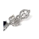 Women's Brass Silver Plated Drop Earrings (Blue) - Image 2