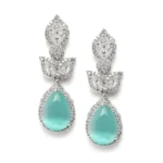Women's Brass Silver Plated Drop Earrings (Turquoise) - Image 5