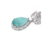 Women's Brass Silver Plated Drop Earrings (Turquoise) - Image 2