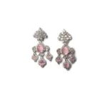 Women's Brass Silver Plated Drop Earrings (Pink) - Image 5