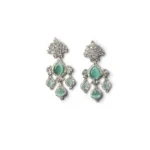 Women's Brass Silver Plated Drop Earrings (Turquoise) - Image 5