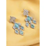 Women's Brass Silver Plated Drop Earrings (Turquoise) - Image 4