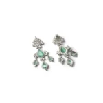 Women's Brass Silver Plated Drop Earrings (Turquoise) - Image 2