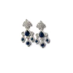 Women's Brass Silver Plated Drop Earrings (Blue) - Image 5