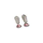 Women's Brass Silver Plated Drop Earrings (Pink) - Image 5