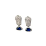 Women's Brass Silver Plated Drop Earrings (Blue) - Image 5