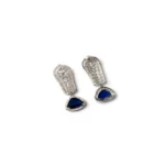 Women's Brass Silver Plated Drop Earrings (Blue) - Image 2