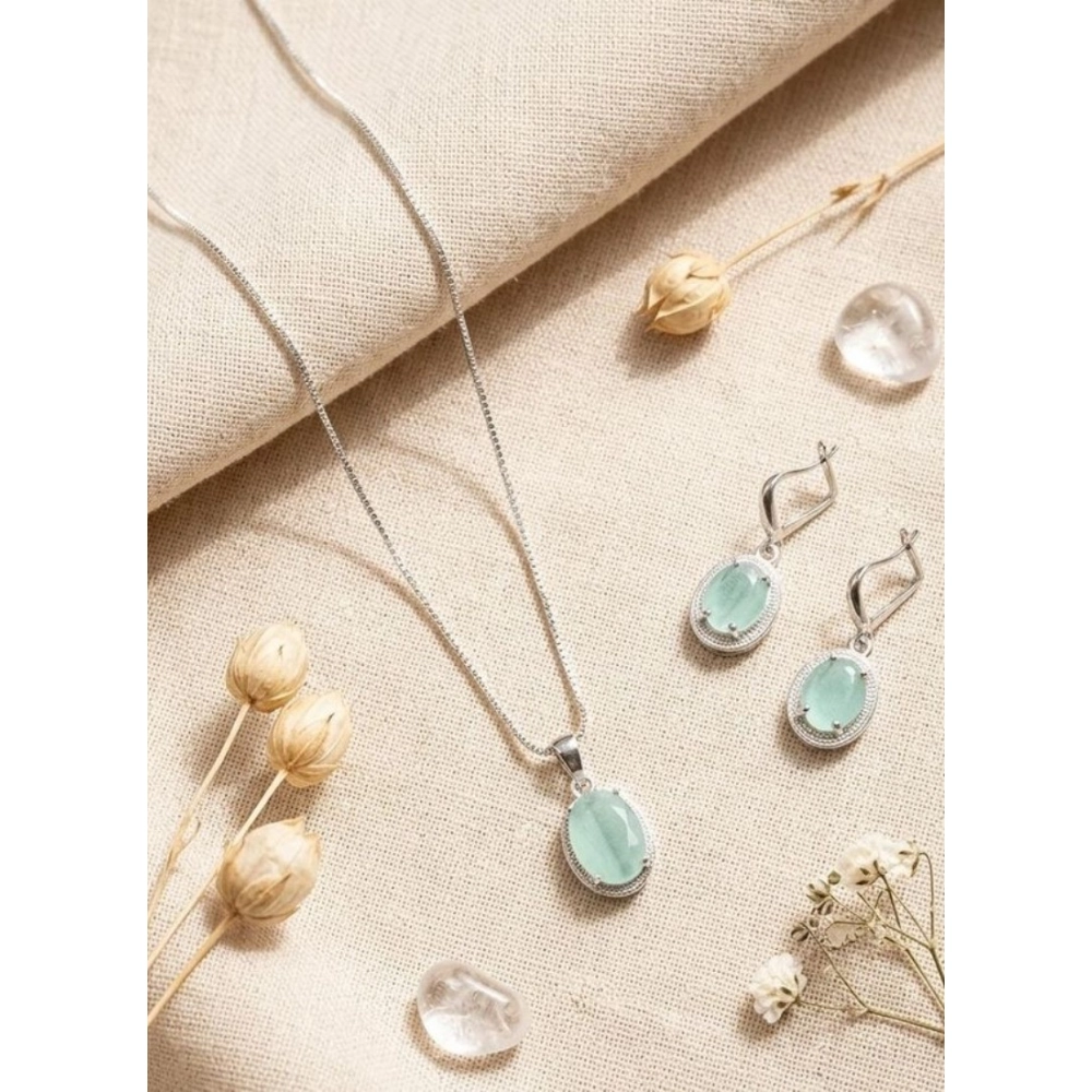 PID-66279-Women-s-Brass-Silver-Plated-Pendant-Set-Turquoise-1-1000x1000-1.webp Women's Brass Silver Plated Pendant Set (Turquoise) - Image 1