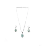 Women's Brass Silver Plated Pendant Set (Turquoise) - Image 5