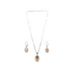 Women's Brass Silver Plated Pendant Set (Orange) - Image 5