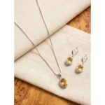 Women's Brass Silver Plated Pendant Set (Yellow)