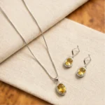 Women's Brass Silver Plated Pendant Set (Yellow) - Image 5