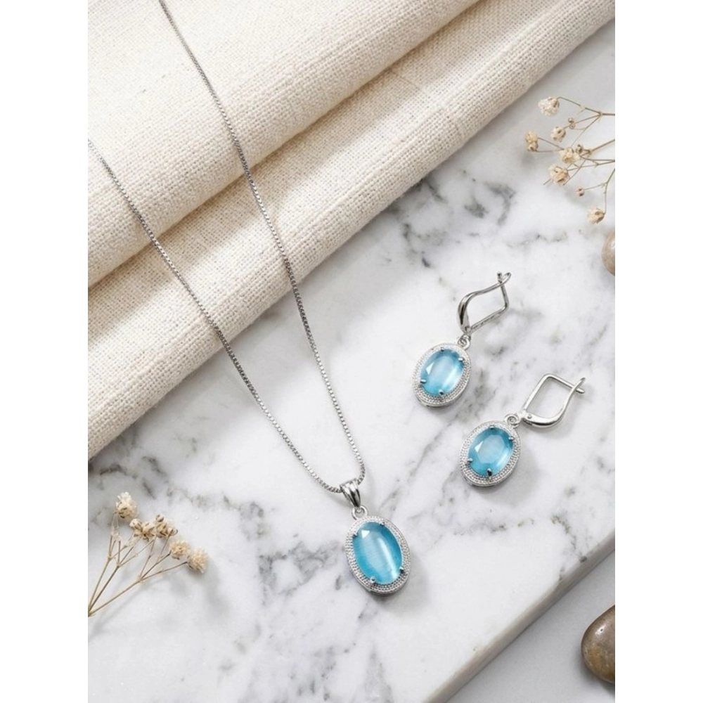 PID-66282-Women-s-Brass-Silver-Plated-Pendant-Set-Blue-1-1000x1000-1.webp Women's Brass Silver Plated Pendant Set (Blue) - Image 1