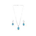 Women's Brass Silver Plated Pendant Set (Blue) - Image 5
