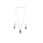 Women's Brass Silver Plated Pendant Set (Grey) - Image 5