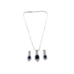 Women's Brass Silver Plated Pendant Set (Blue) - Image 5