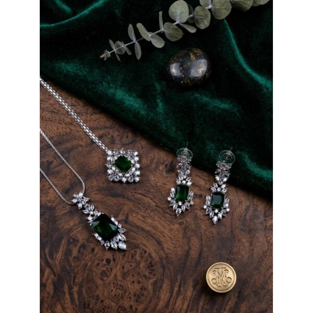 PID-66287-Women-s-Brass-Silver-Plated-Pendant-Set-Green-1-1000x1000-1.webp Women's Brass Silver Plated Pendant Set (Green) - Image 1