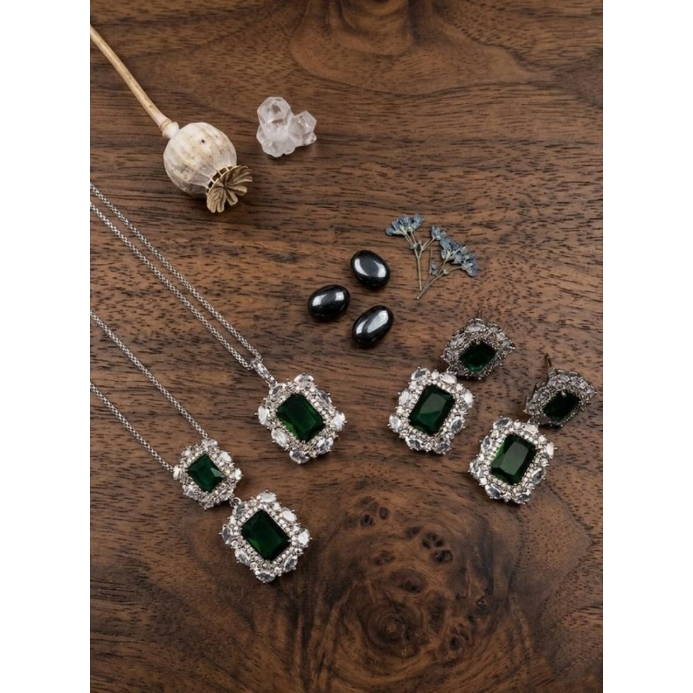 PID-66288-Women-s-Brass-Silver-Plated-Pendant-Set-Green-1-1000x1000-1.webp Women's Brass Silver Plated Pendant Set (Green) - Image 1
