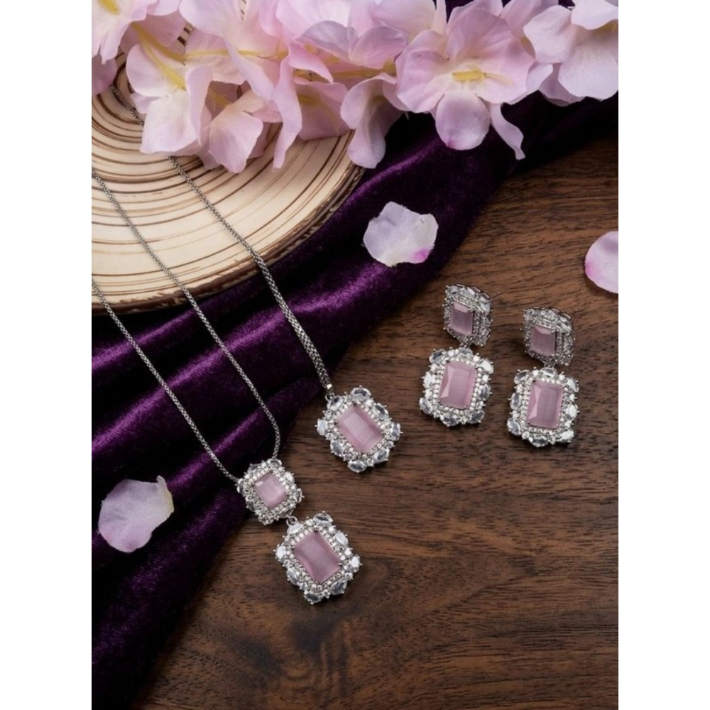 PID-66290-Women-s-Brass-Silver-Plated-Pendant-Set-Pink-1-1000x1000-1.webp Women's Brass Silver Plated Pendant Set (Pink) - Image 1