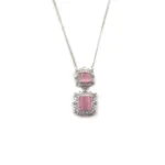 Women's Brass Silver Plated Pendant Set (Pink) - Image 2