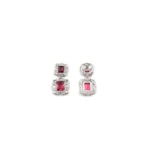 Women's Brass Silver Plated Pendant Set (Red) - Image 2